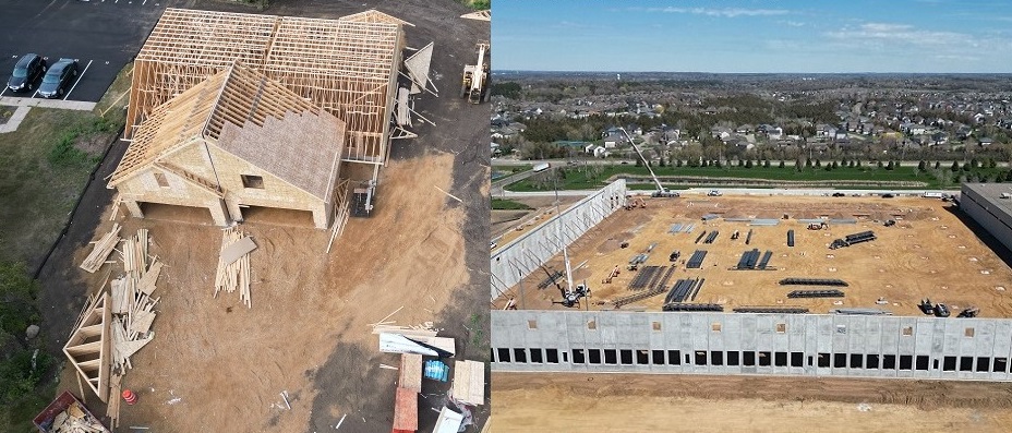 Construction Site Monitoring With Drone Imagery Capture, Above and Beyond Imagery in Hudson Wisconsin.